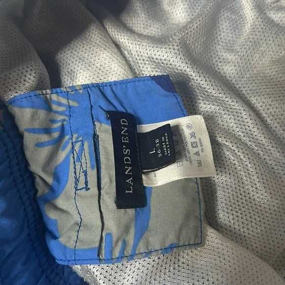 🏊‍♂️Lands end Swim Trunks Blue Floral Print - Picture 3 of 6